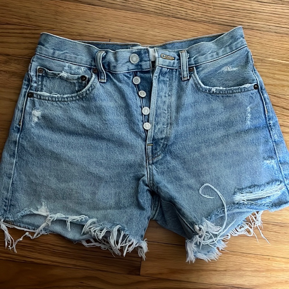 AGOLDE Parker distressed oversized jean shorts